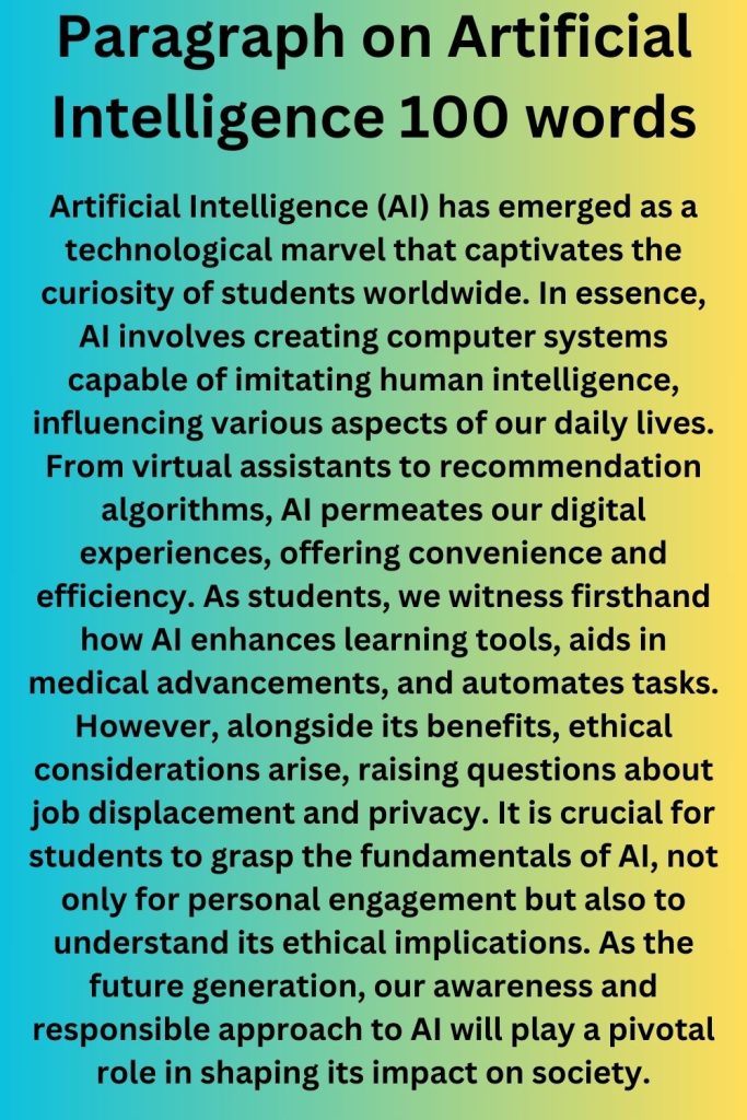 Paragraph on Artificial Intelligence 100 words
