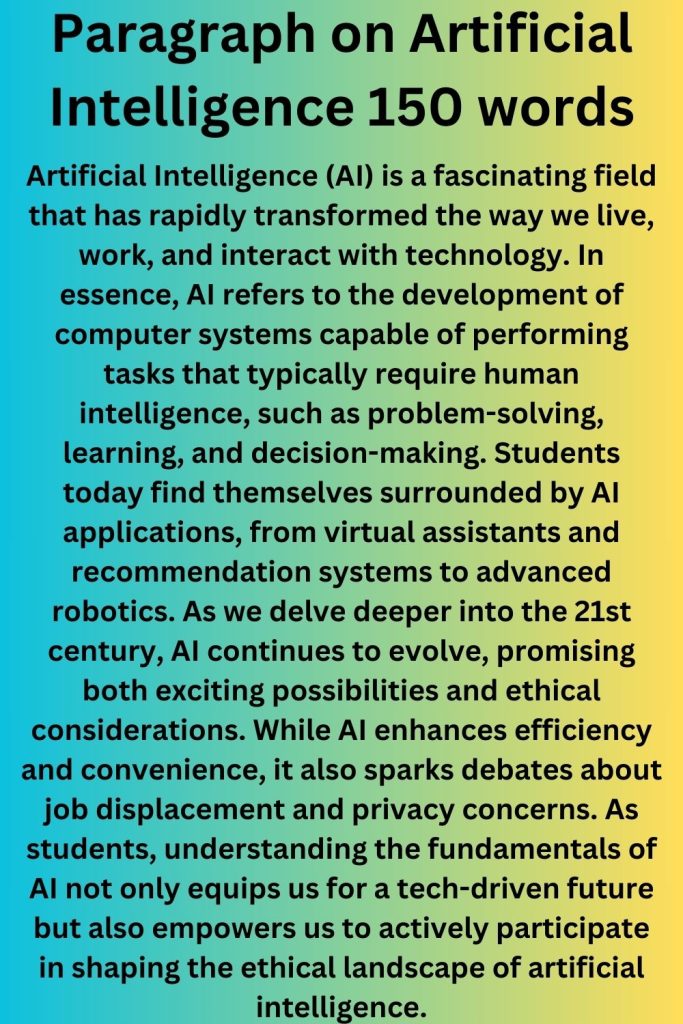 Paragraph on Artificial Intelligence 150 words