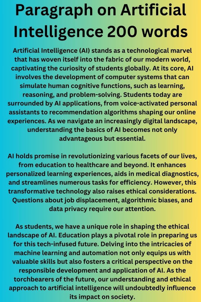 Paragraph on Artificial Intelligence 200 words