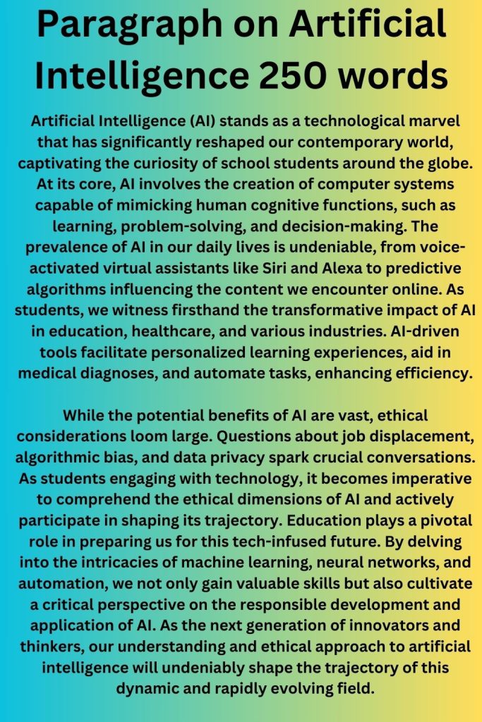 Paragraph on Artificial Intelligence 250 words
