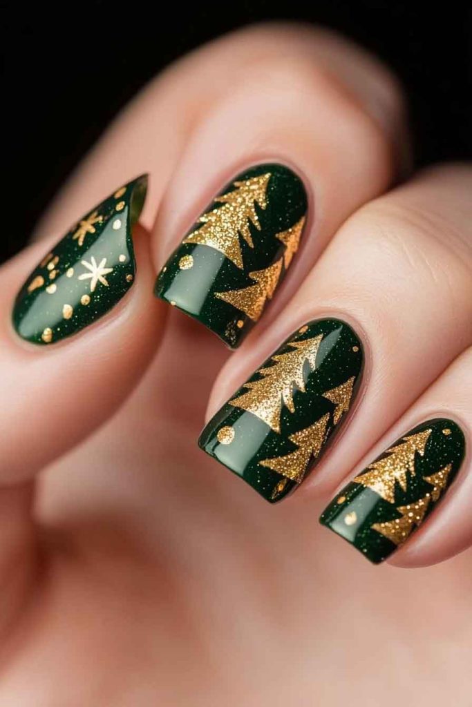 Elegant Gold and Green Christmas Tree Design