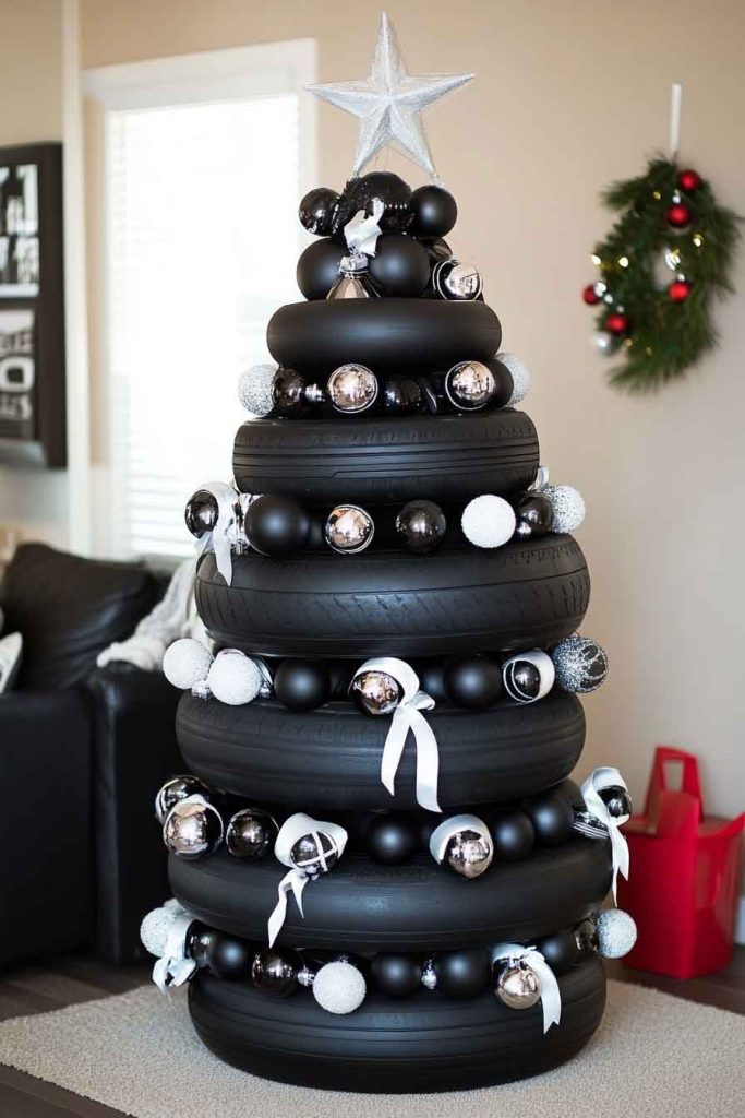 Black and White Modern Tire Tree