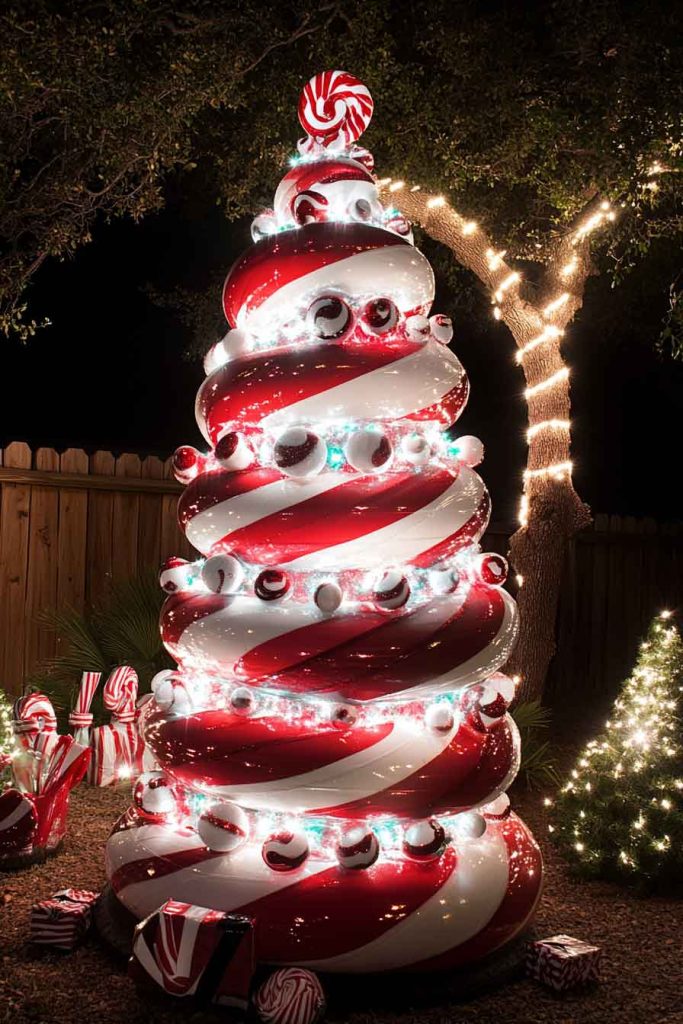 Candy Cane Striped Tire Tree