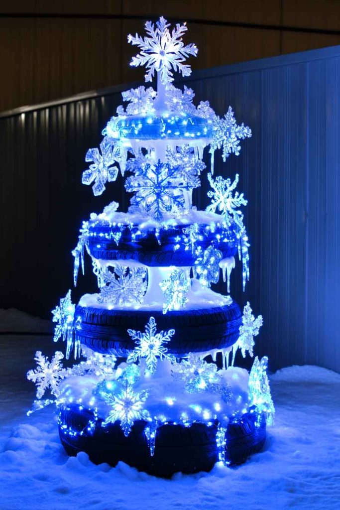 Snowflake and Ice Crystal Tire Tree