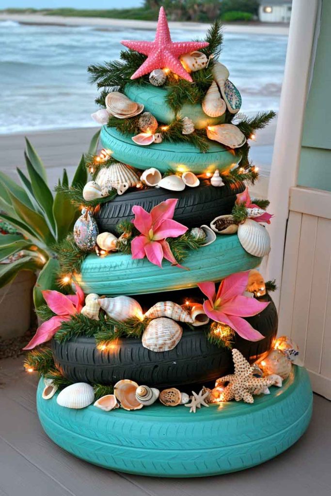 Beachy Tropical Tire Tree
