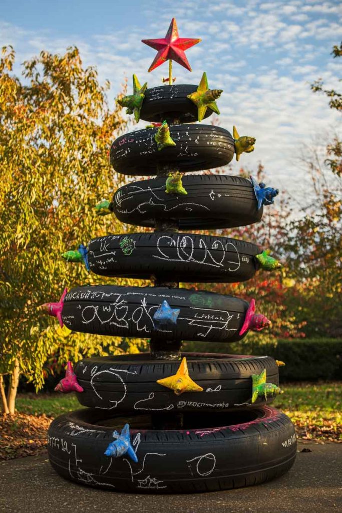 Chalkboard Paint Tire Tree
