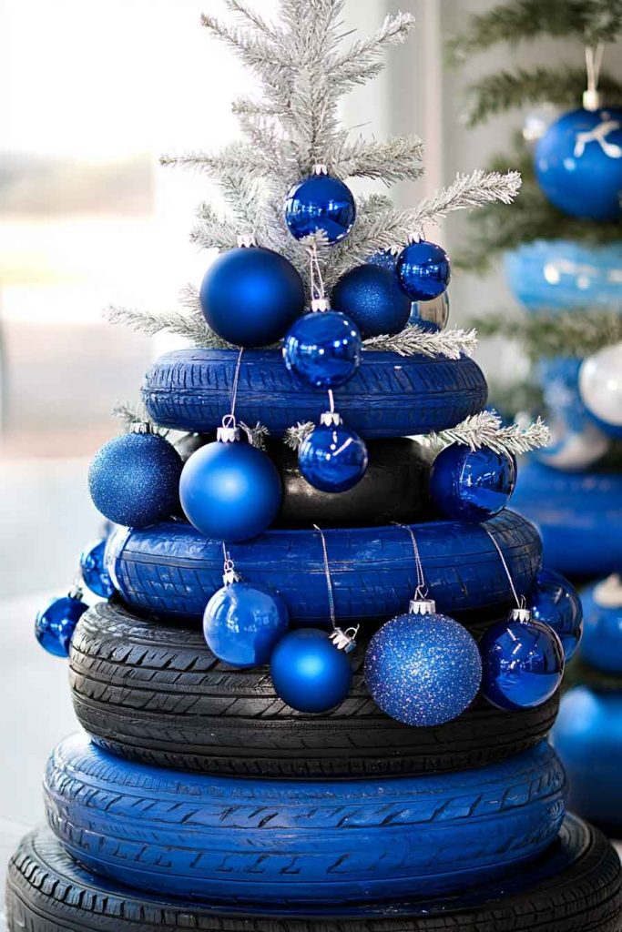 Monochromatic Blue Tire Tree
