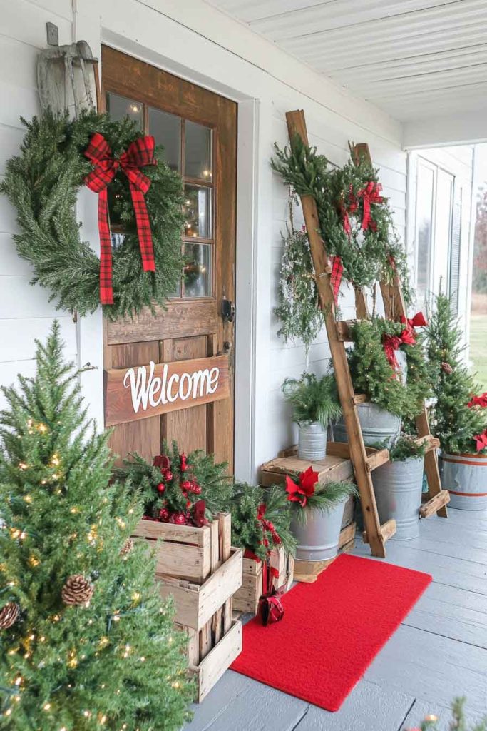 Rustic Farmhouse Christmas Porch