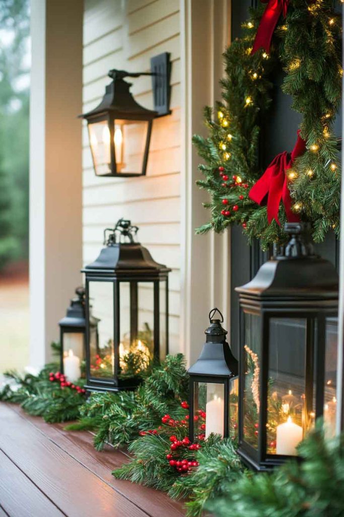 Lantern and Greenery Welcome Display