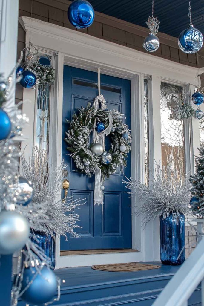 Blue and Silver Winter Frost Porch