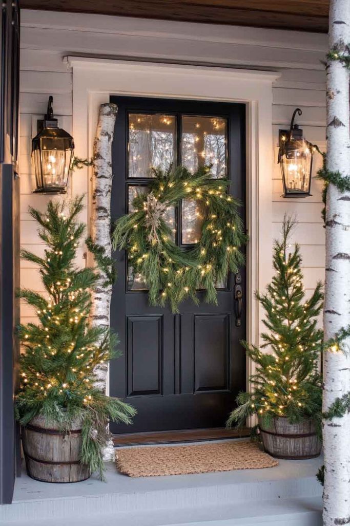 Pine and Birch Winter Forest Porch