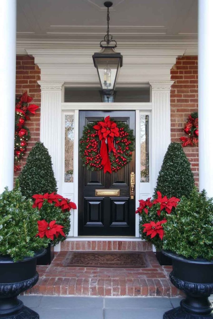 Red Berry and Boxwood Formal Display