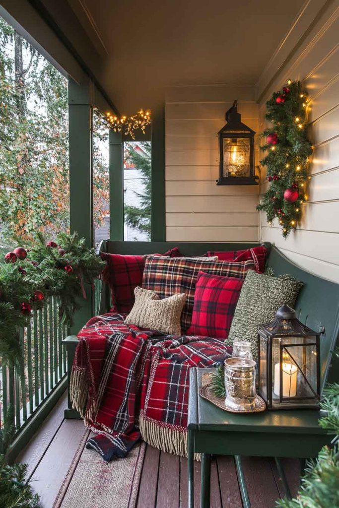 Cozy Blanket and Pillow Porch Setup
