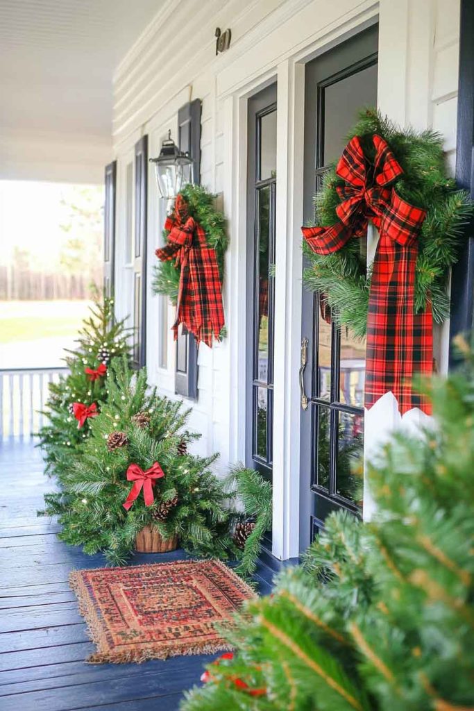 Plaid Ribbon and Fresh Greenery Mix