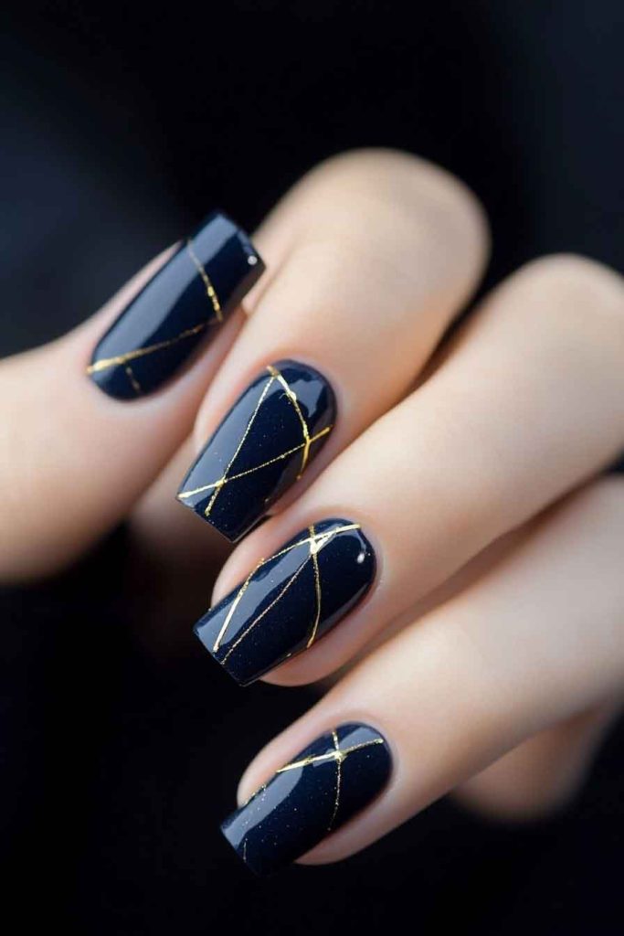 Elegant Navy Blue with Gold Details