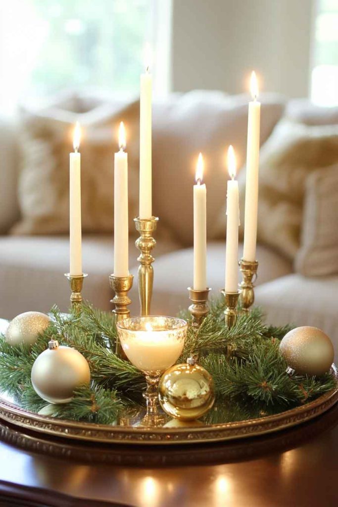 Elegant Taper Candle Christmas Display