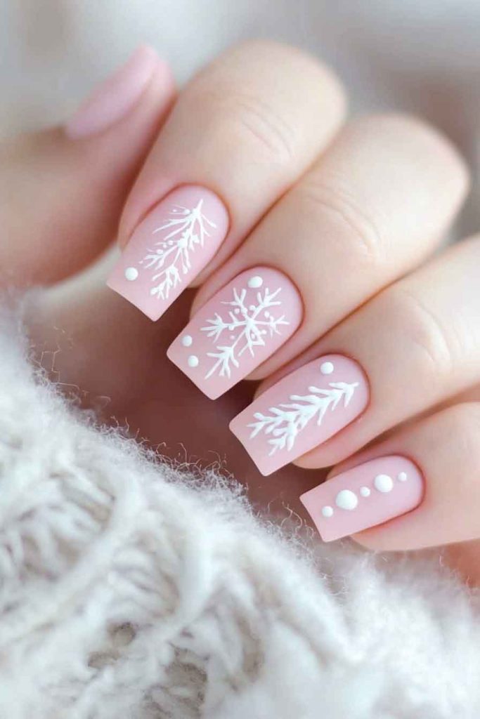 Pastel Pink and White Winter Design