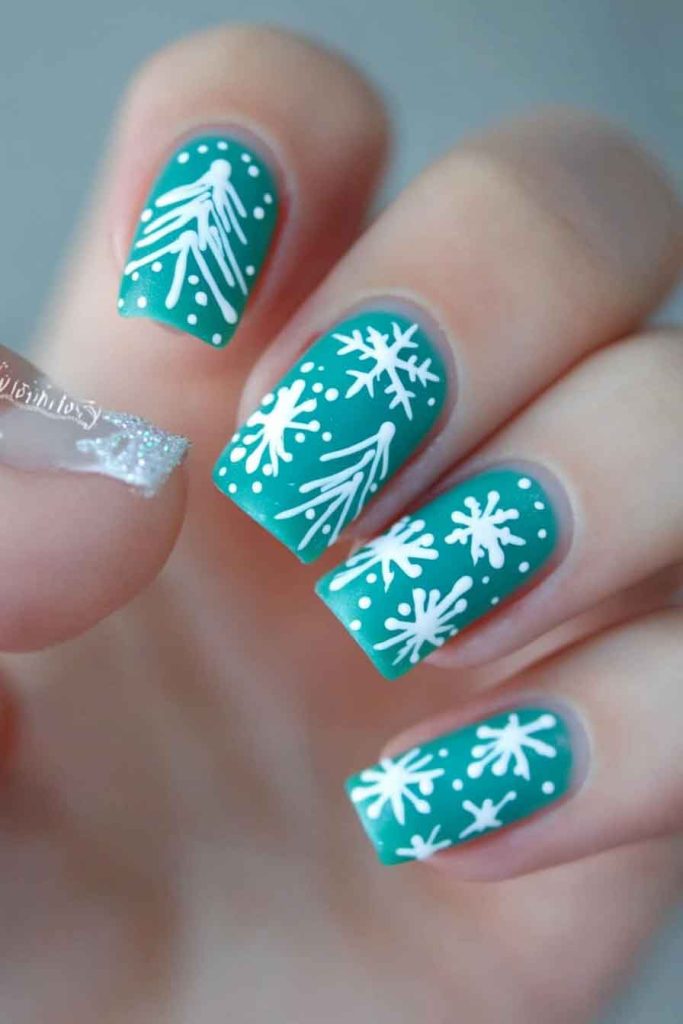 Vibrant Teal with White Winter Details