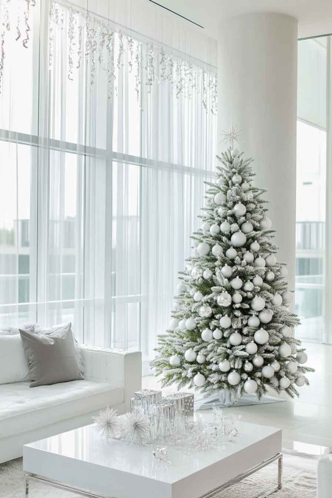 Modern Minimalist Christmas with White and Silver