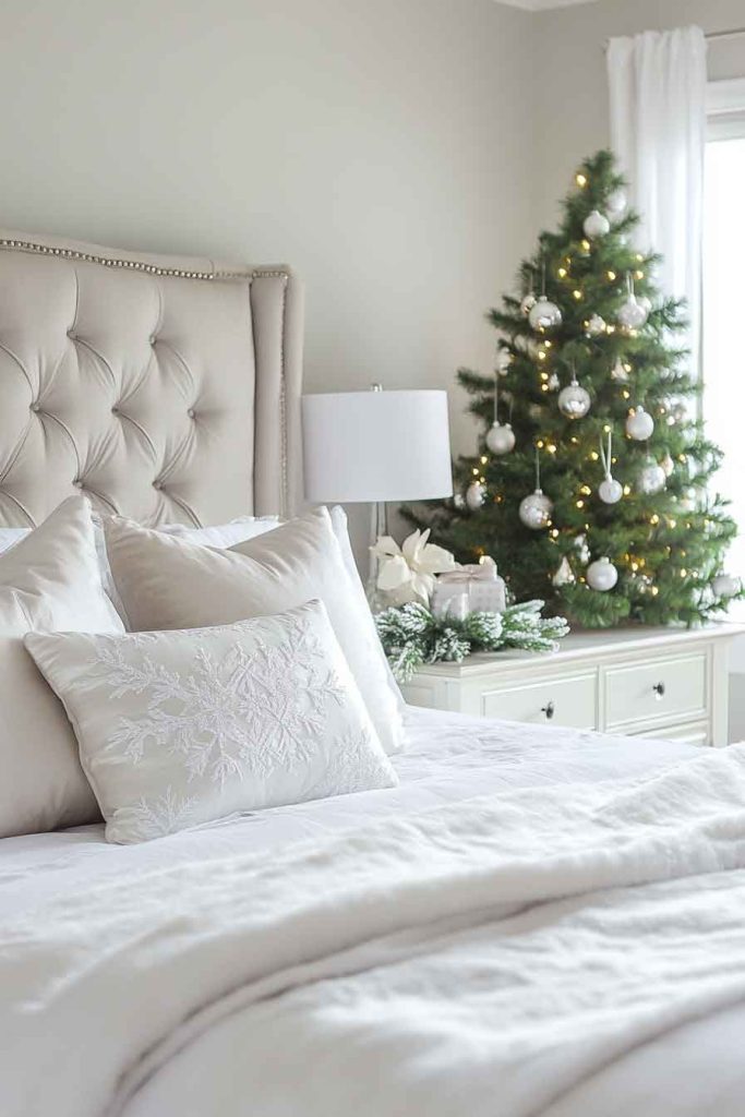 Luxurious Bedroom with Subtle Christmas Touches
