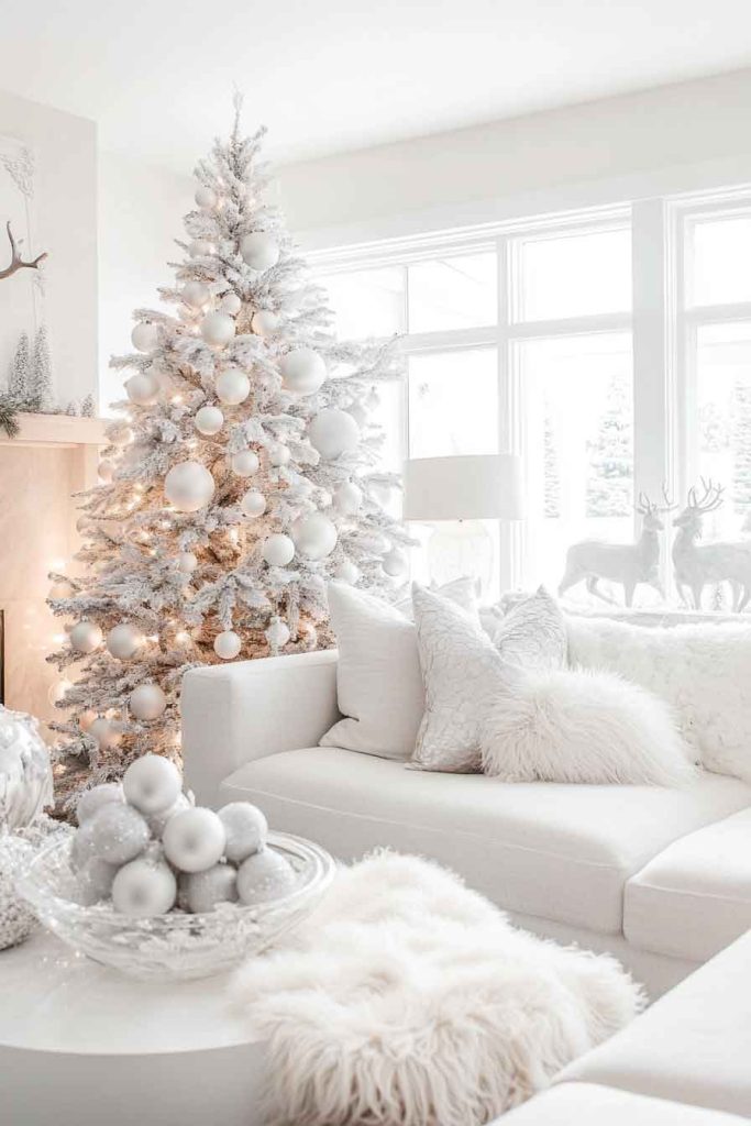 Contemporary White Christmas Living Room
