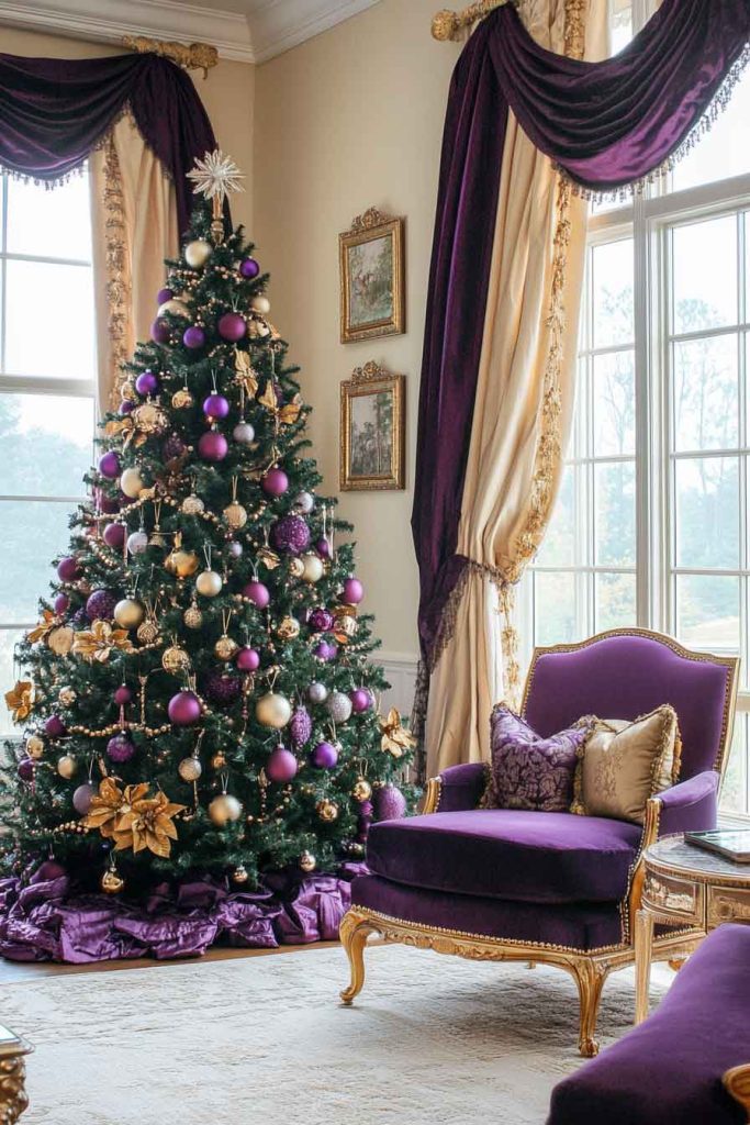 Regal Purple and Gold Christmas Décor