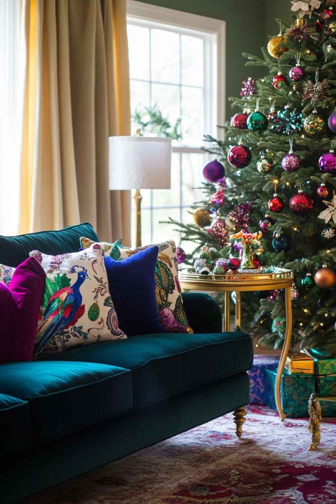 Jewel-Toned Christmas Living Space