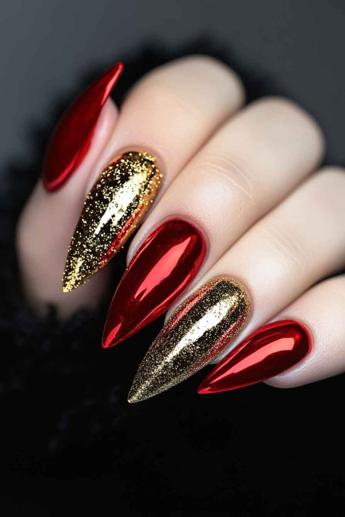 Glamorous Gold Chrome with Red Accents