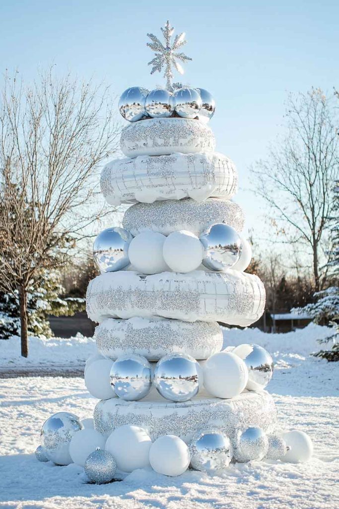 White Winter Wonderland Tire Tree