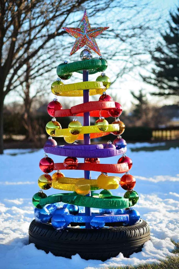 Colorful Rainbow Tire Tree for Kids