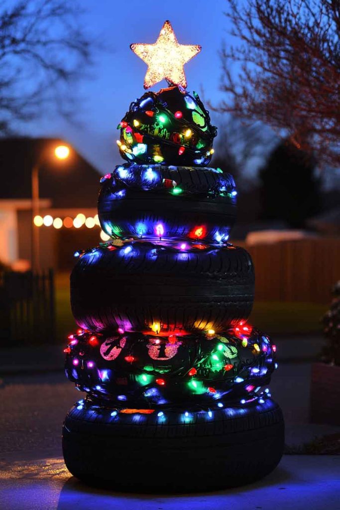 Illuminated Tire Tree with LED Lights
