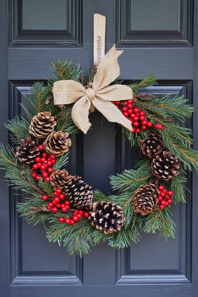 Rustic Pinecone Wreath for Front Door