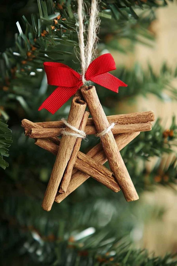 Cinnamon Stick Star Ornaments with Rustic Twine