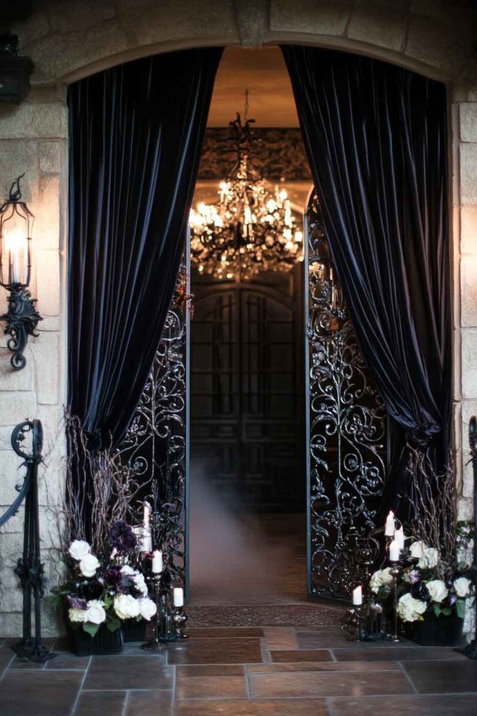 Gothic Elegance Entryway with Black Drapery