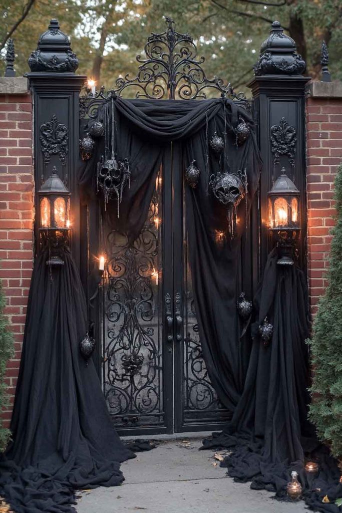 Classic Haunted Mansion Gates with Wrought Iron Accents