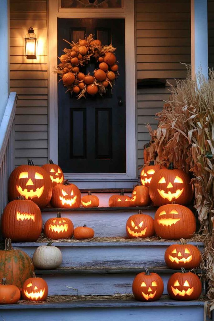 Classic Jack-o'-Lantern Stairway Display