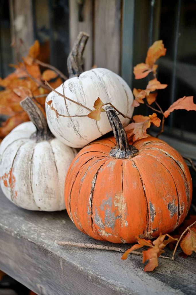 Weathered Wooden Pumpkins 
