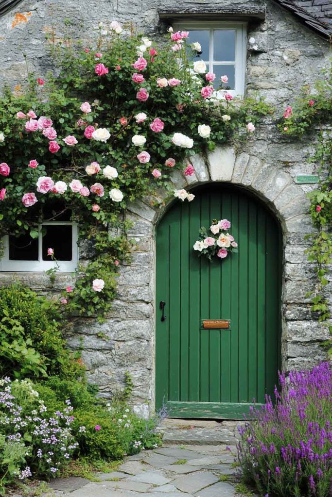 Stone Cottage with Climbing Roses