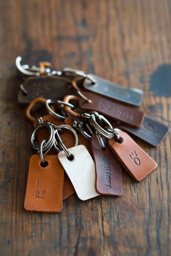 Hand-Stamped Leather Keychains