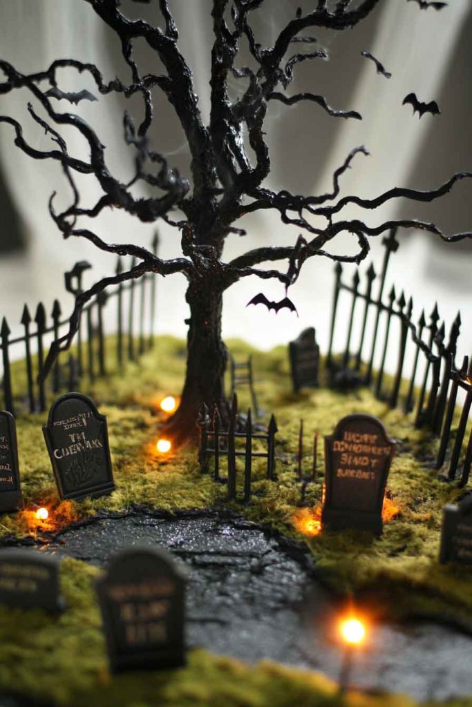 Spooky Cemetery Entry Table Scene
