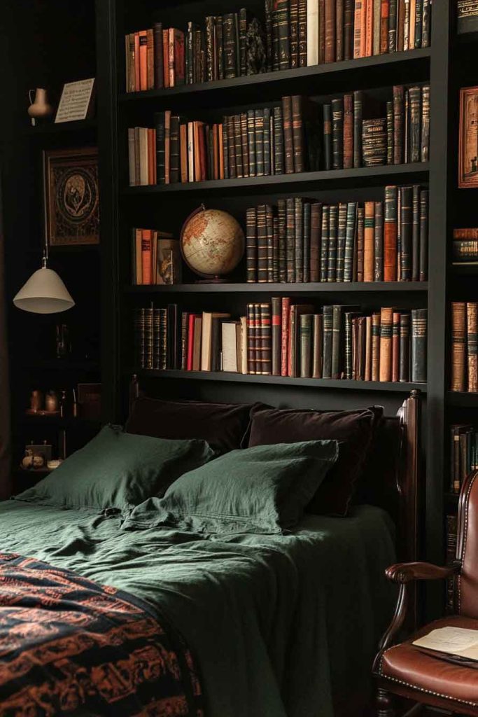 Modern Dark Academia Halloween Bedroom
