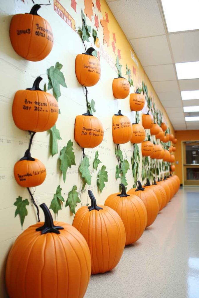 Pumpkin Growth Chart with Student Height Tracking