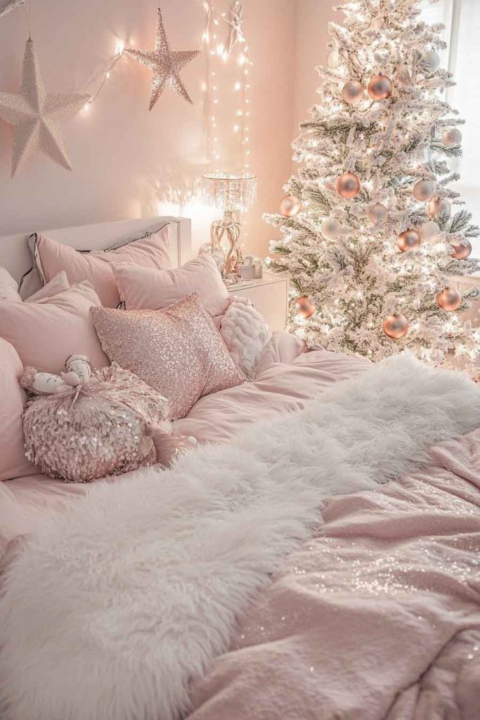 Glamorous Bedroom with Rose Gold and Blush Pink