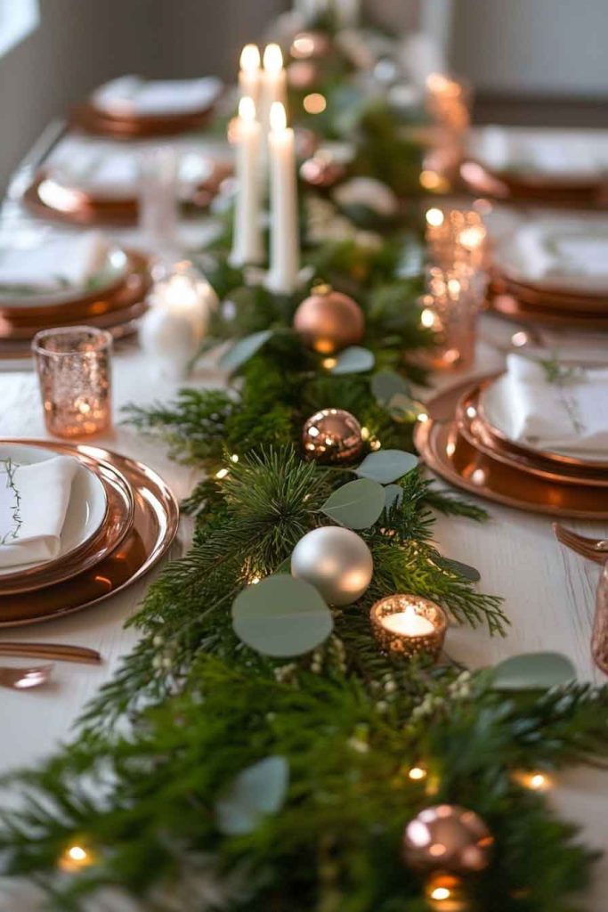 Copper and Greenery Natural Table
