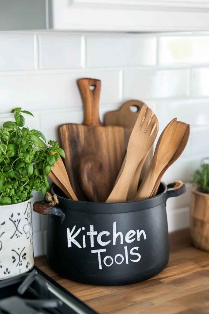 Chalkboard Paint Cauldron for Kitchen Storage