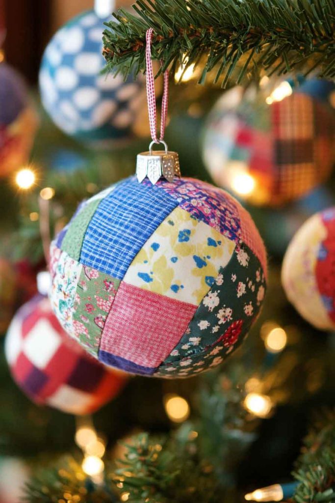 Fabric Scrap Patchwork Ball Ornaments