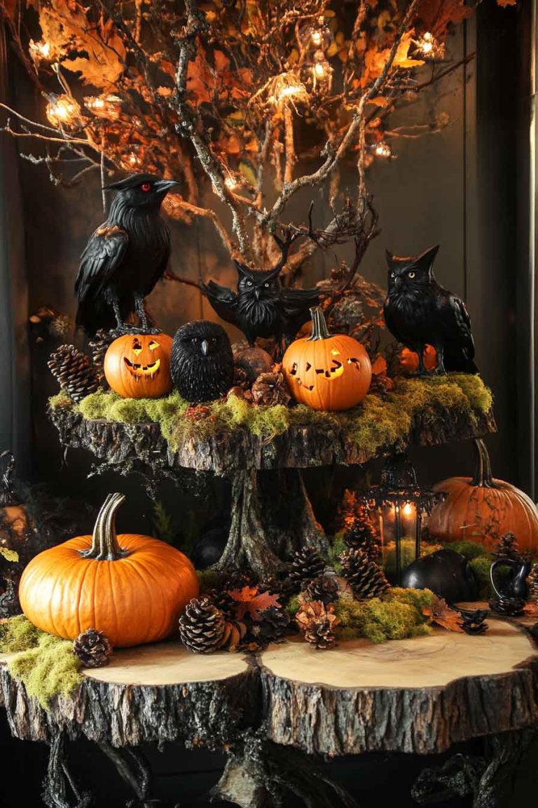 Natural Woodland Halloween Display