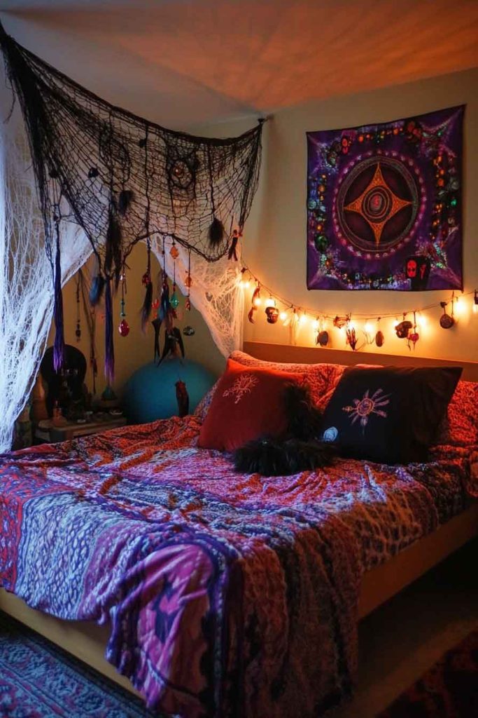 Bohemian Halloween Bedroom with Eclectic Style