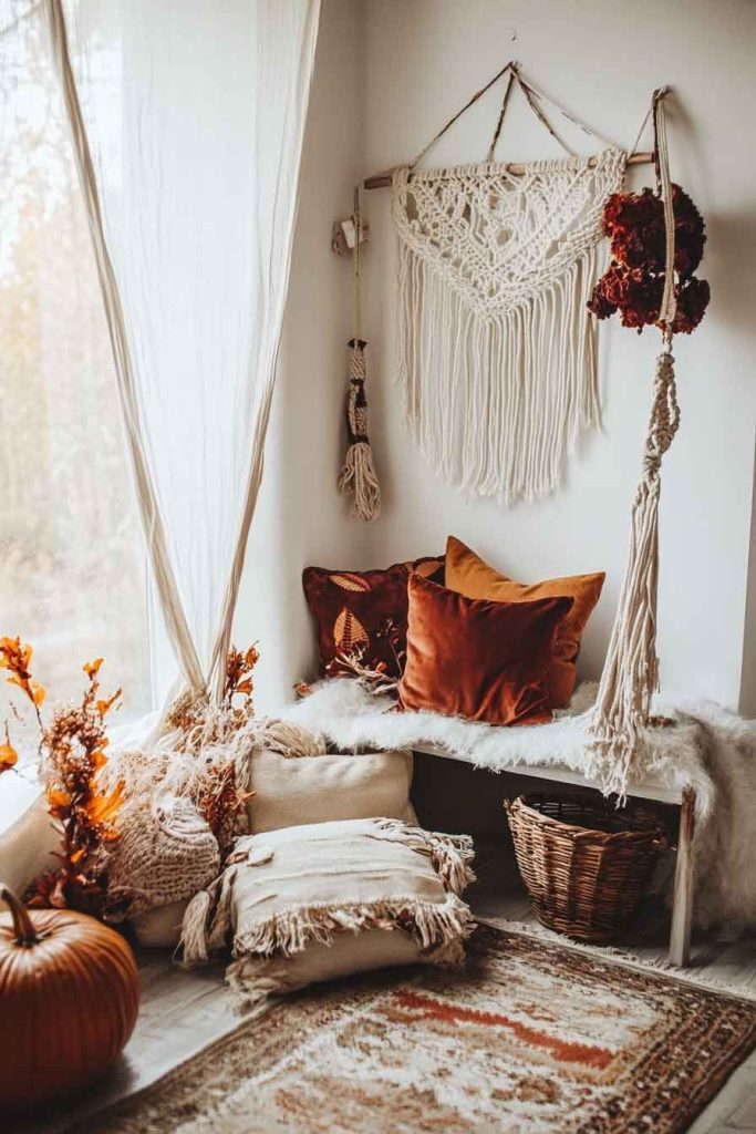 Bohemian Halloween Corner with Textured Elements
