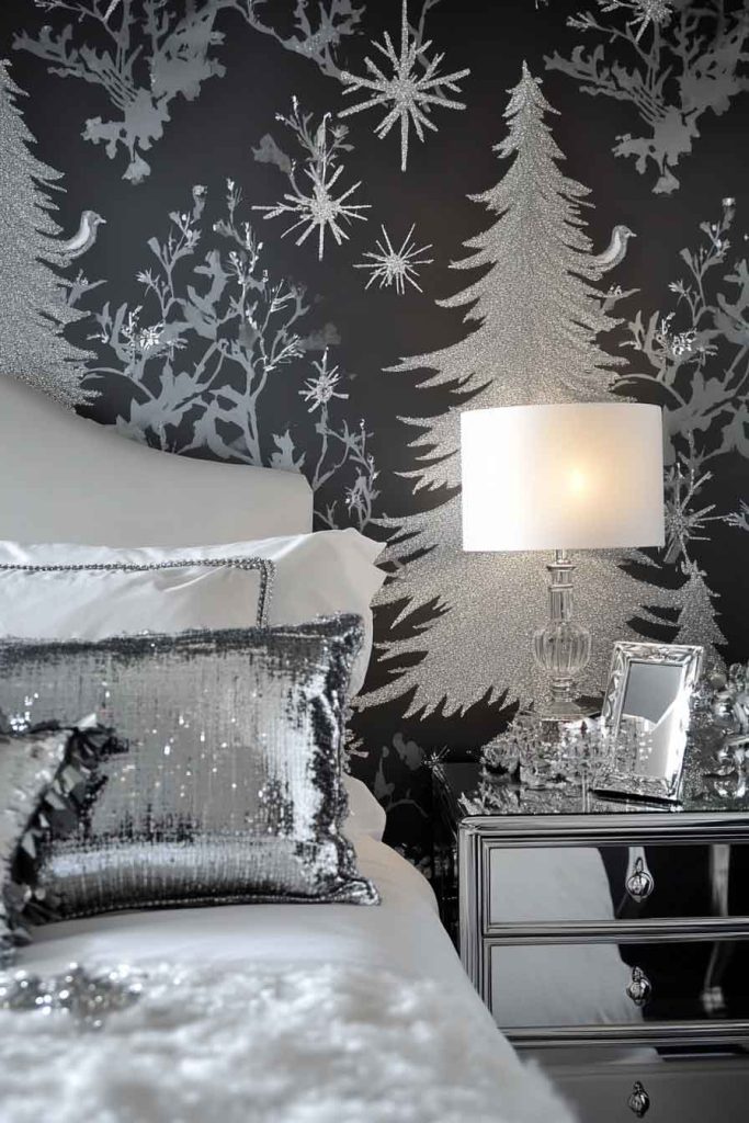 Sparkling Silver Christmas Tree Wallpaper